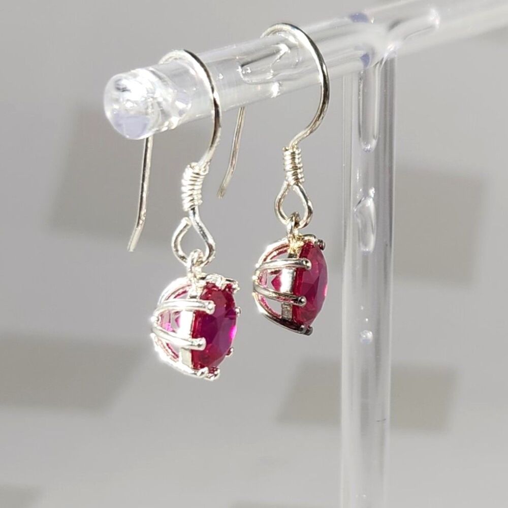 Ruby Dangle Earrings Sterling Silver - image 5